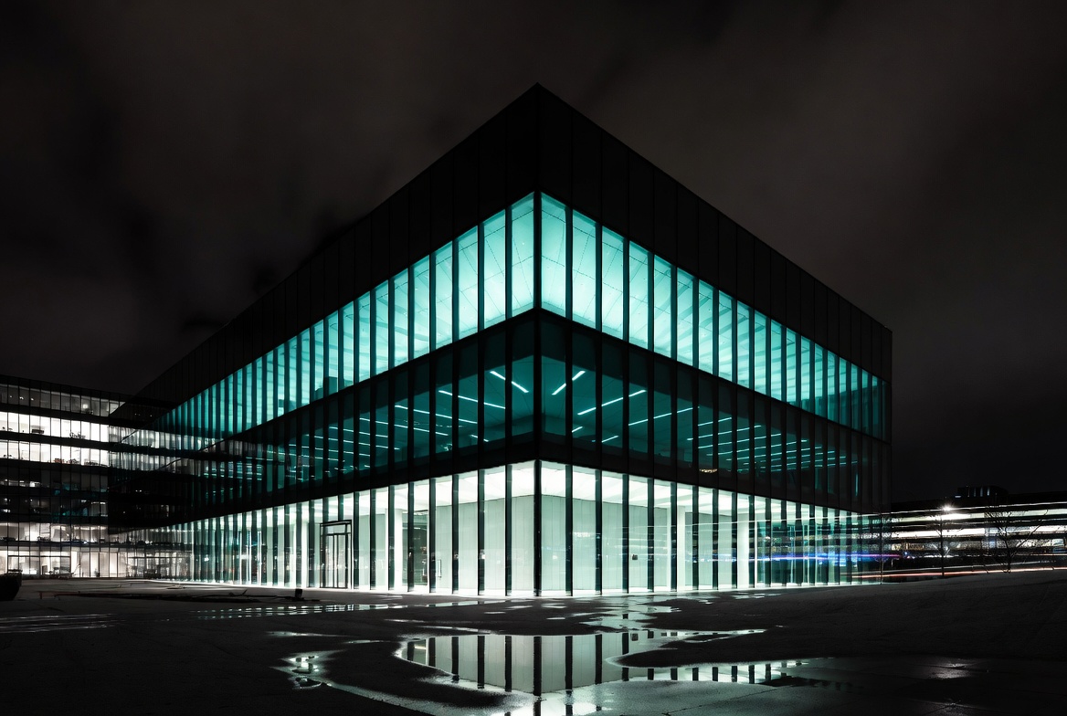 Aegis headquarters at night